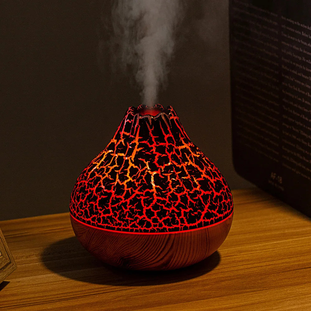 Volcano Air Humidifier Snow Mountain Essential Oils Diffuser Large Capacity Water Tank USB Aroma Diffuser Colorful Night Lights