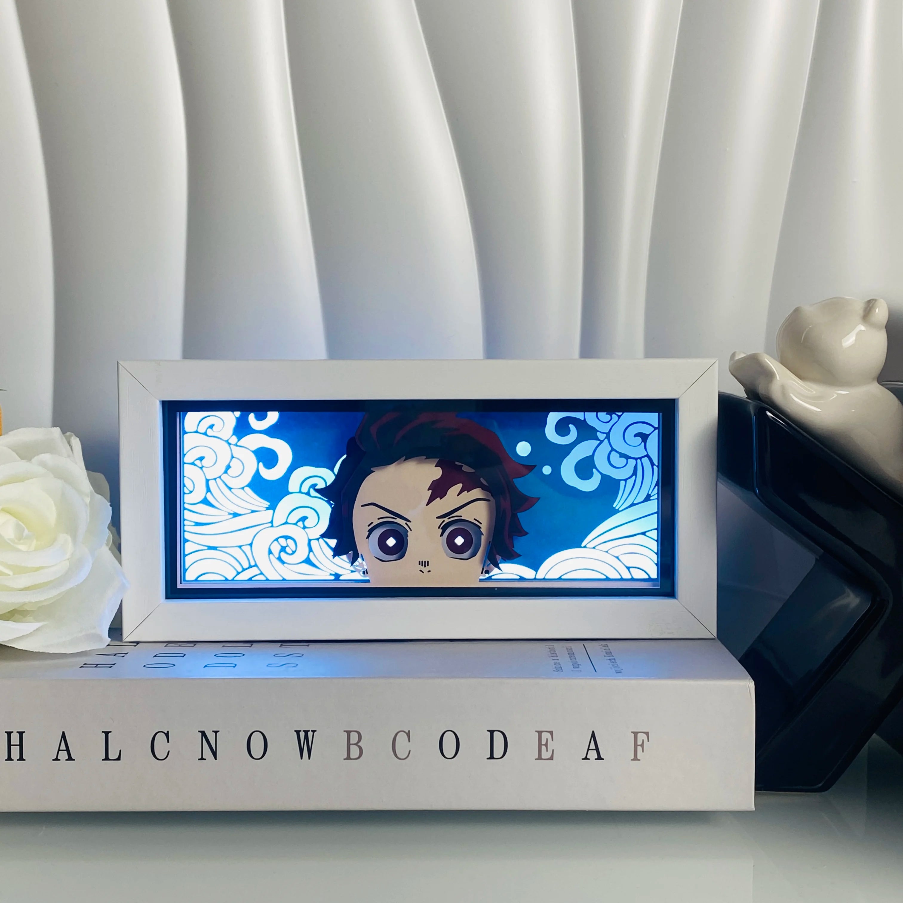 Anime Light Box Led Strip Lights Anime Eyes Shadow Box Picture Frame 3D Paper Carving Usb Table Lamp Mood Light Room Decor Gift
