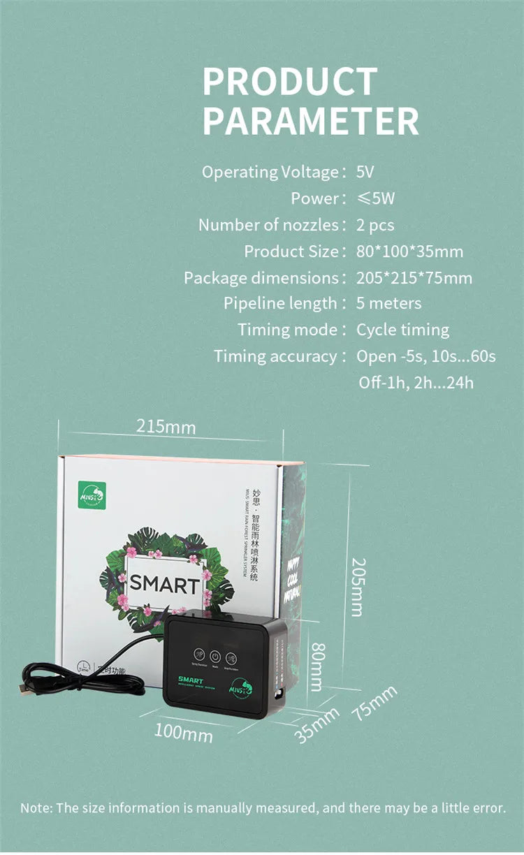 Terrarium Fogger Misting System Rainforest Sprayer Indoor Plant Watering System Automatic Misting for Reptiles Chameleons Herbs