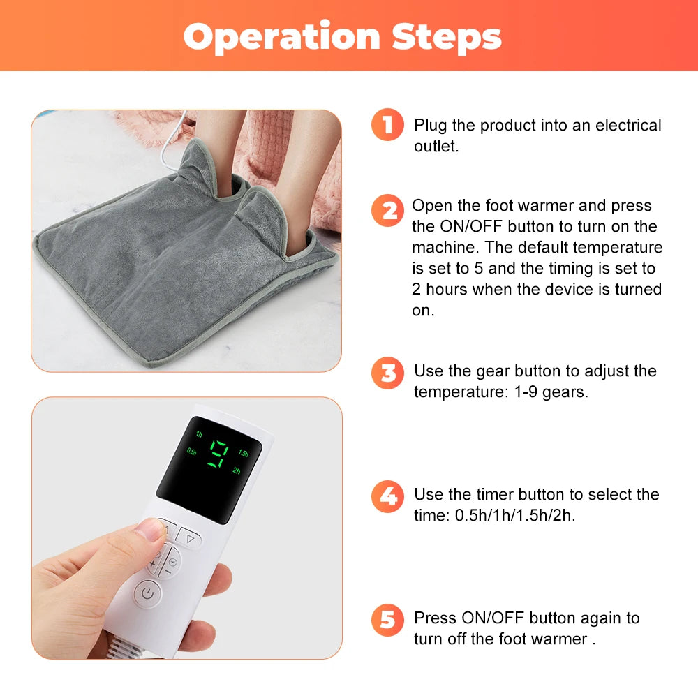 Electric Heating Foot Warmer Winter Foot Warming Device Household Hand Warming Pad for Office Bedroom Study Room Keep Warm