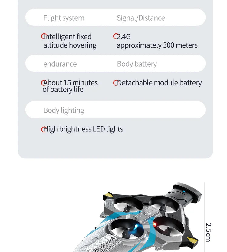 4DRC New V55 Remote Controlled Flying Sword Toy Drone Model 2.4G RC Quadcopter with Light Sword Stunt Glider Airplane Kids Toys