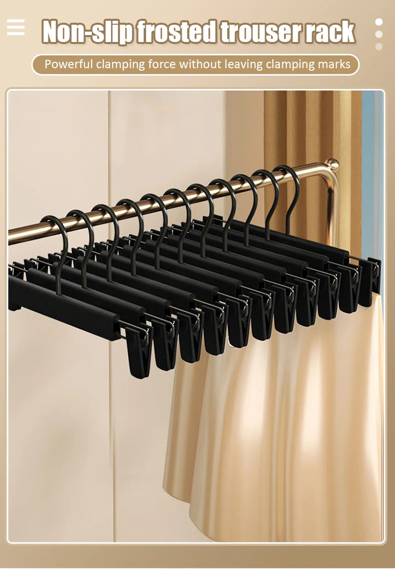 5/10PCS Pants Hanger Adjustable Clips Space Saving Anti-Slip Metal Rack Women's Skirt Clothes Organizer Socks Lingerie Racks
