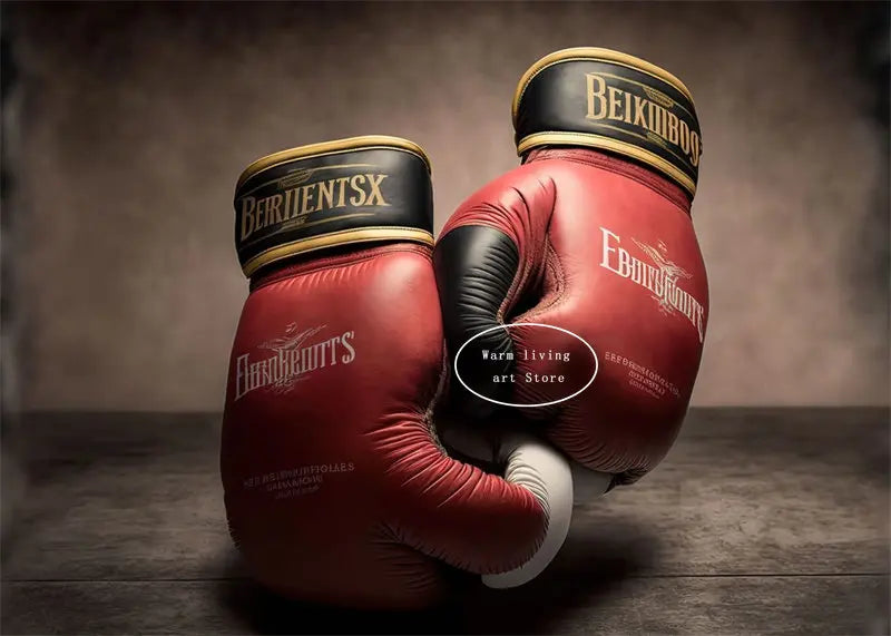 Black Cool Boxing Gloves Boxing Fitness Gloves Aesthetics Poster and Mural Art Canvas Painting Boxing Gym Boys' Room Decoration