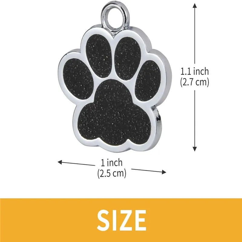 Free Personalized Dog Cat Plate Tags Engraved Puppy Pet ID Name Collar Tag Alloy Paw Glitter Pendant Pets Dogs Accessories