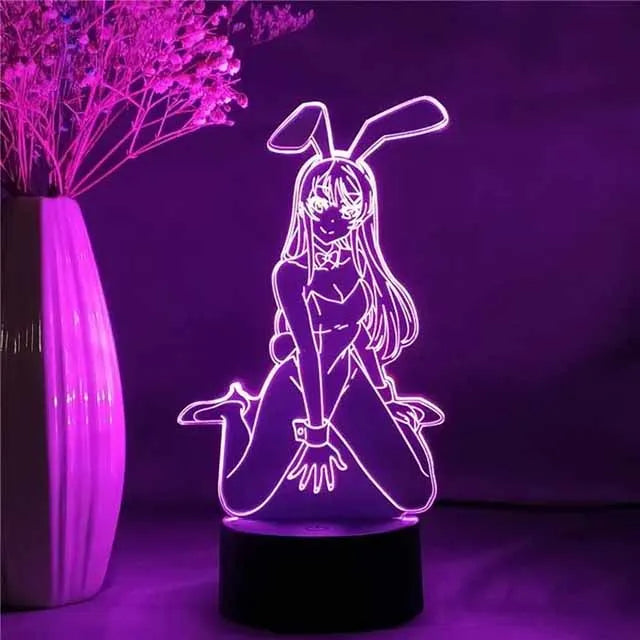3D Illusion Led Nightlights ANIME Light Lamp Multi Color Changing Lampara BUNNY GIRL SENPAI MAI SAKURAJIMA KAWAII For Xmas Gift