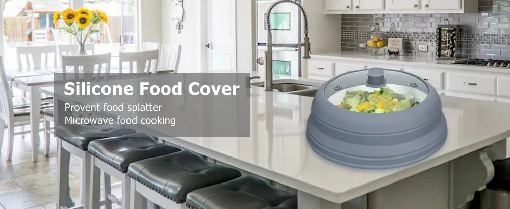 Microwave Splatter Cover Glass Microwave Cover for Food 10.5inch Foldable Microwave Plate Cover Silicone Splash Guard Food Cover