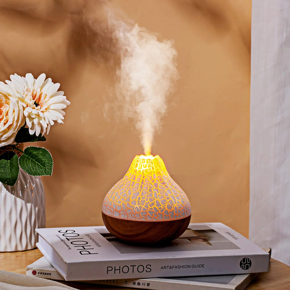 Volcano Air Humidifier Snow Mountain Essential Oils Diffuser Large Capacity Water Tank USB Aroma Diffuser Colorful Night Lights