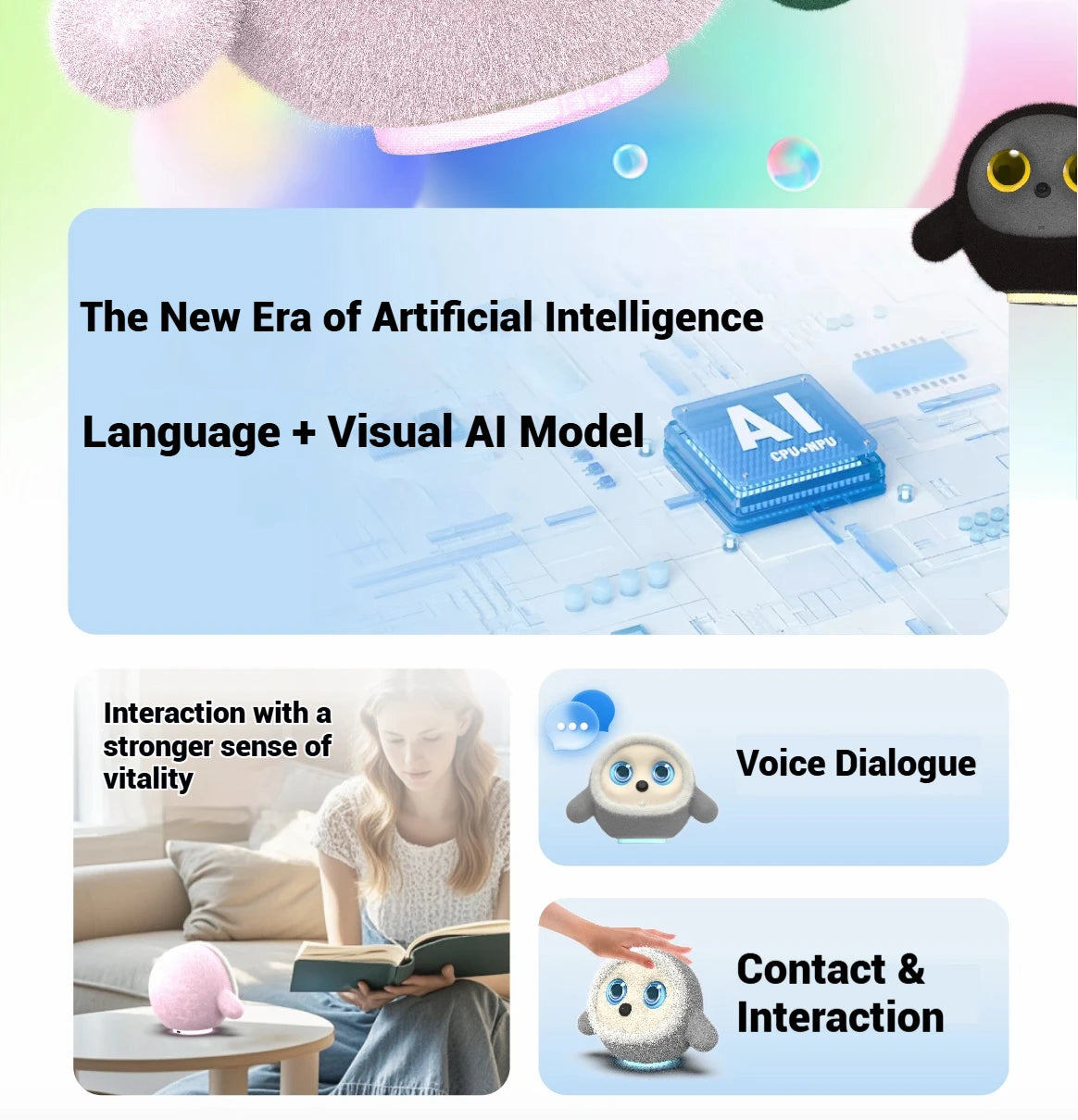 AI Robotic Pet for Adults AI Companion ChatGPT Dialogue Touch Interaction Little Assistant of Life Support Role Switching