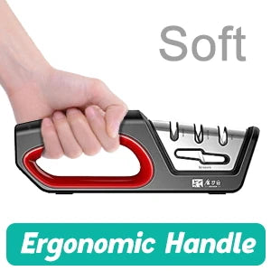 4-in-1 Kitchen Knife Sharpening Kit 3-Stage Sharpener Restores, Revives, and Polishes Blades + Repairs Scissors