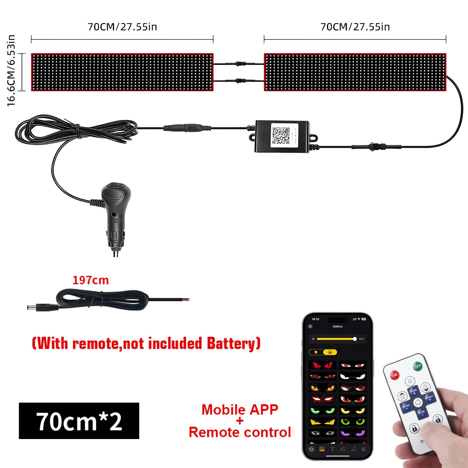 Truck Car Devil Eye LED Matrix Pixel Panel Light APP Remote Control Soft Foldable Lighting Scrolling For Board Windshield 12/24V