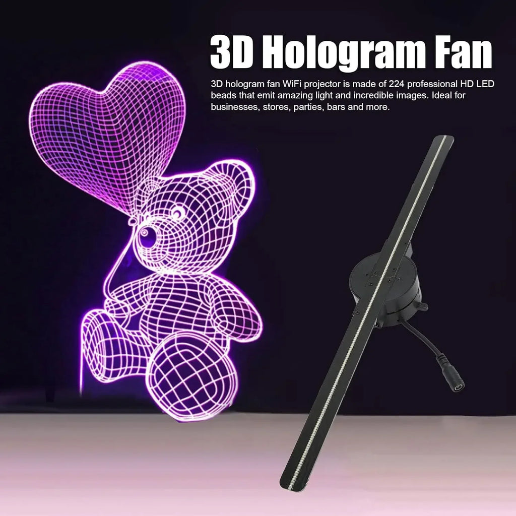 3D Hologram Fan 42CM 3D Holographic Projector Advertising Display Light HD Holographic Projector for Stores Bars Party Xmas
