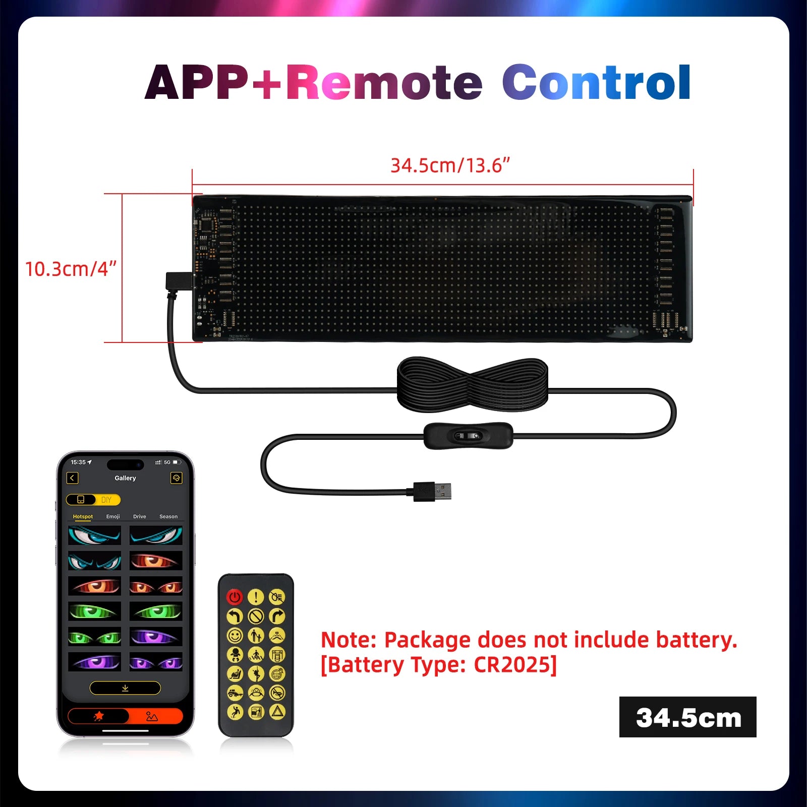 Truck Car Devil Eye LED Pixel Matrix Panel Sign Light App Remote Control 5V USB Custom Lighting Scrolling For Board Windshield