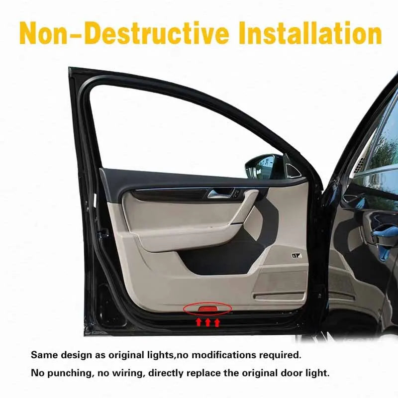 Hot Sale Accessories LED Car Door Logo Projector Lights for VW Golf 5/6/7, R/GTI/GTD/GTE, Touareg, CC, Passat (B6 - B9), C6-C8