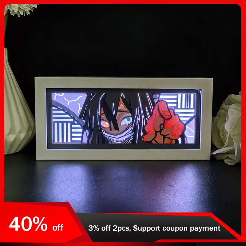 Demon Slayer 3D Anime Light Box Lamp Acrylic Peripherals Cartoon Bedroom Multiple Colors RGB with Remote Party Supplies Toy Gift