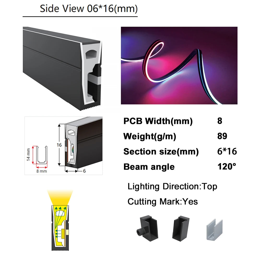 WS2811 WS2812B RGB LED Neon Strip Rope Light Tube Flex Black Silica Gel Soft Lamp For Room Outside Decoration Waterproof IP67