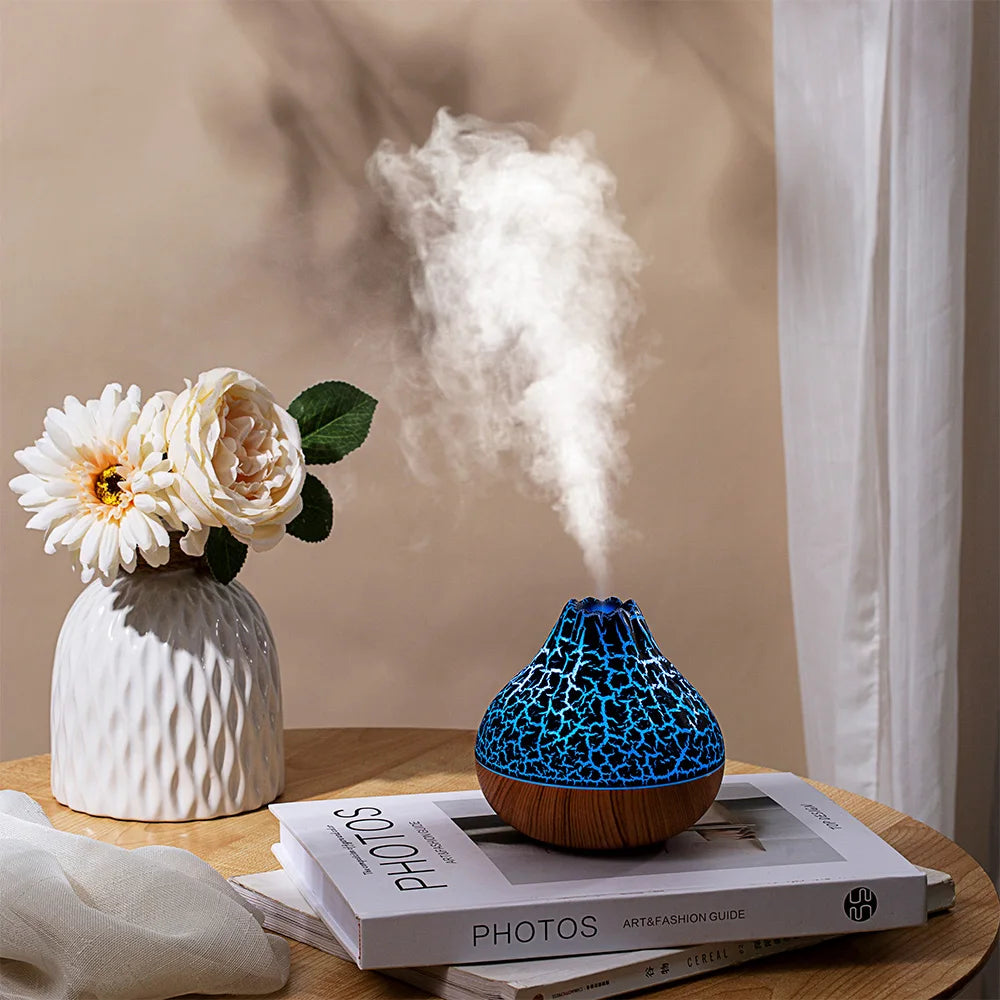 Volcano Air Humidifier Snow Mountain Essential Oils Diffuser Large Capacity Water Tank USB Aroma Diffuser Colorful Night Lights