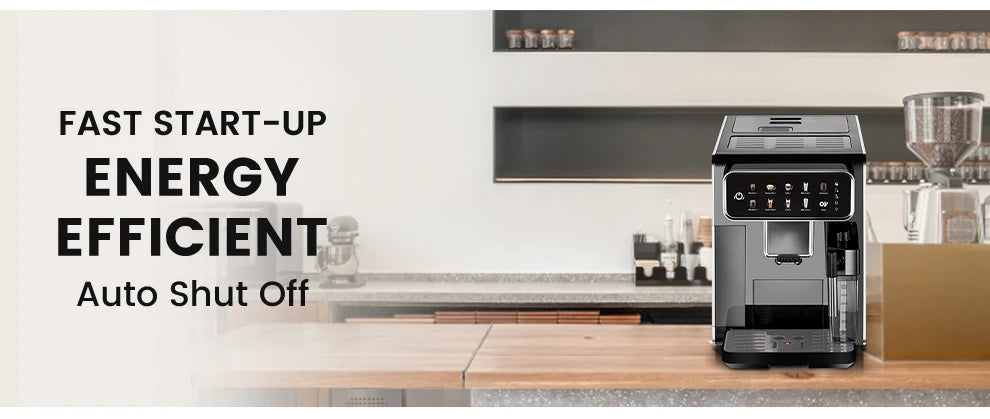 Mcilpoog CM7203 Automatic Espresso Machine ，Built-In Milk Frother & Tank, 7 Coffee Varieties, Touchscreen