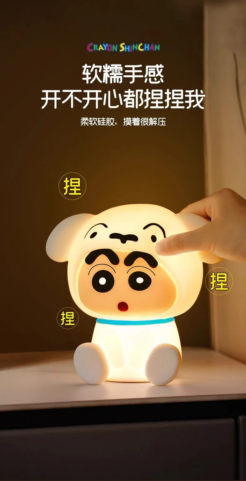 Anime Crayon Shin-Chans Patting Small Night Lamp Soft Light Eye -Protecting Bedroom Bedside Charging Small Nigh Ornament Gifts