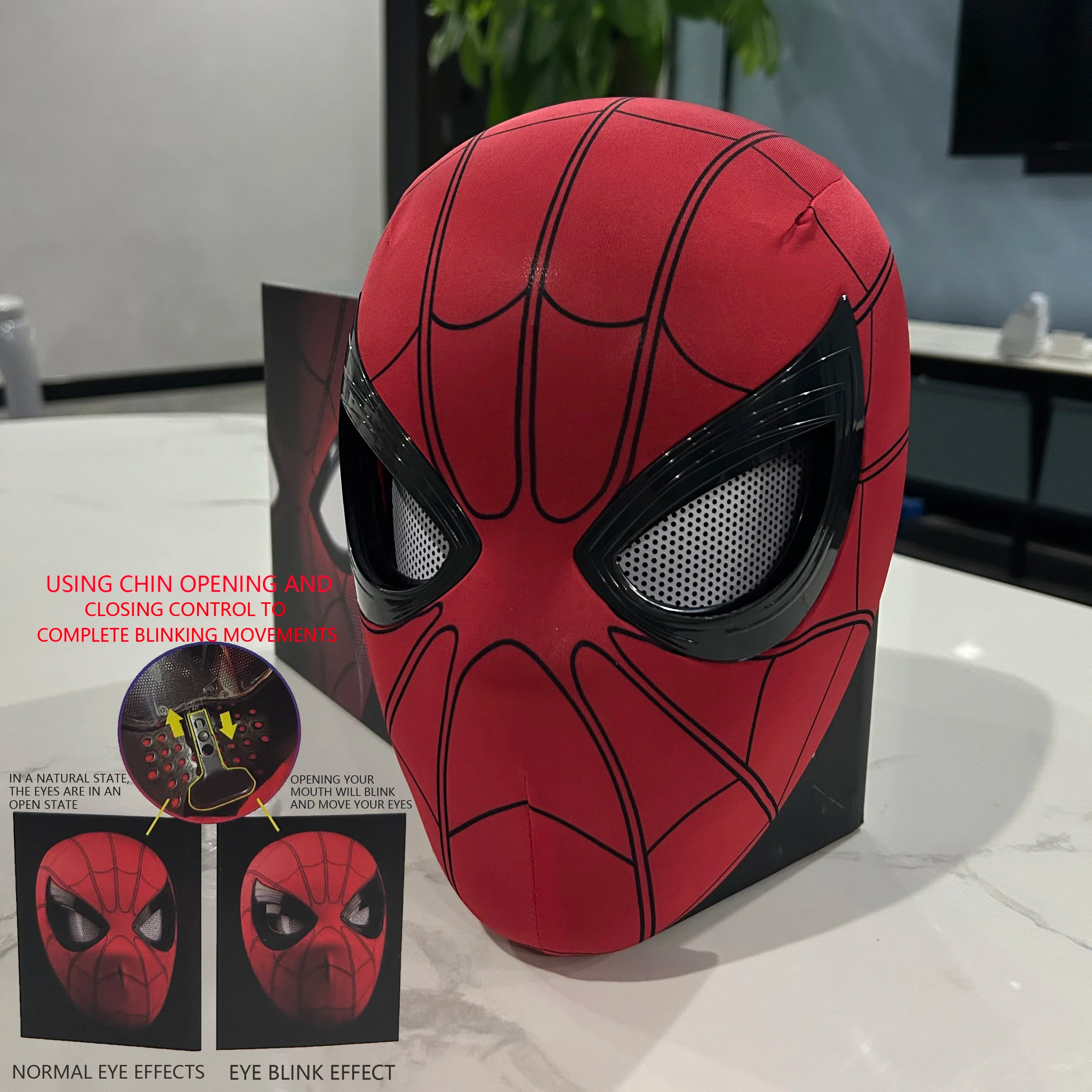 Spiderman Mask Eyes Movable Remote Control Peter Parker Spiderman Toys Children Halloween Cosplay Costume Mask Christmas Gifts