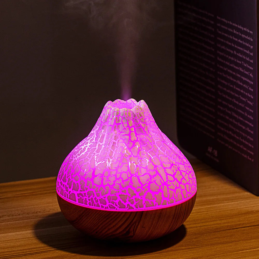 Volcano Air Humidifier Snow Mountain Essential Oils Diffuser Large Capacity Water Tank USB Aroma Diffuser Colorful Night Lights