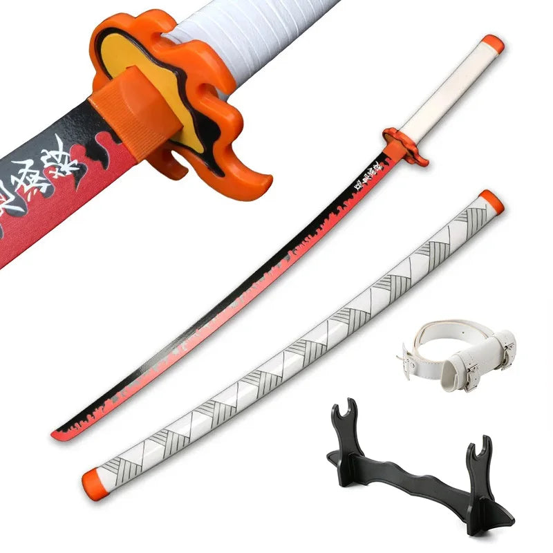 Demon Slayer Katana 104cm Giyuu Blue Role-playing Weapons Props with Sword Holder and Belt 1: 1 Replica  Japanese Samurai Sword