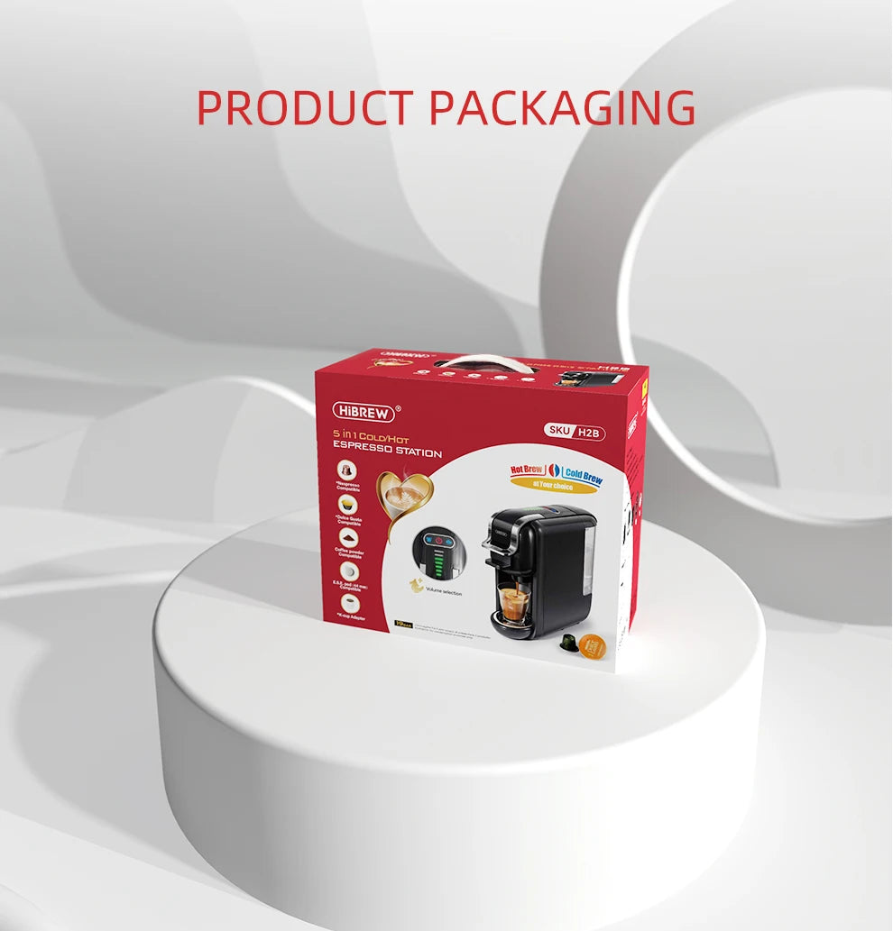 HiBREW 5 in 1 Multiple Capsule Coffee Machine Hot/Cold DG Cappuccino Nes Small Capsule ESE Pod Ground Coffee Cafeteria 20Bar H2B