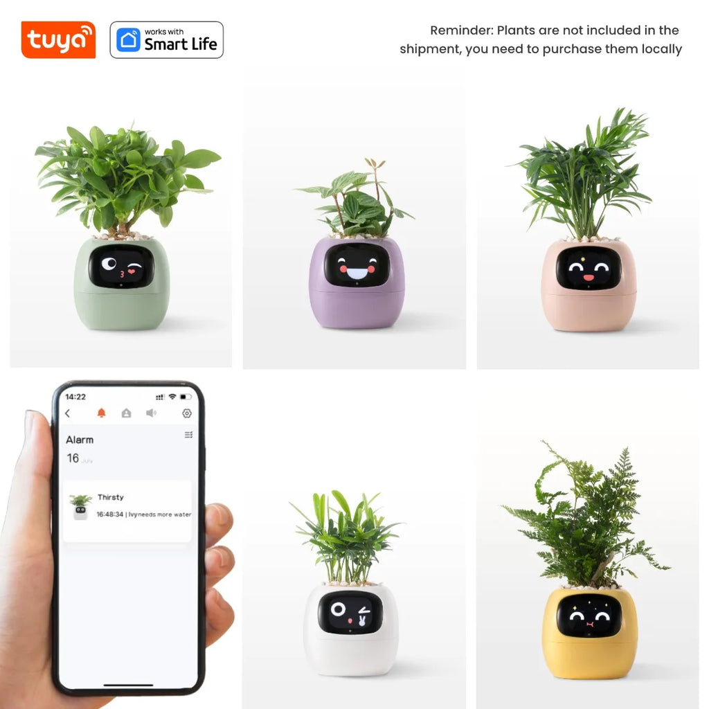 Ivy Tuya Smart Planter,Endless Fun Over 49 Rich Expressions,7 smart sensors,AI Chips Make Raising Plants Easy and Fun