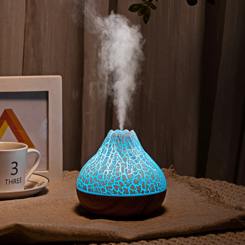 Volcano Air Humidifier Snow Mountain Essential Oils Diffuser Large Capacity Water Tank USB Aroma Diffuser Colorful Night Lights