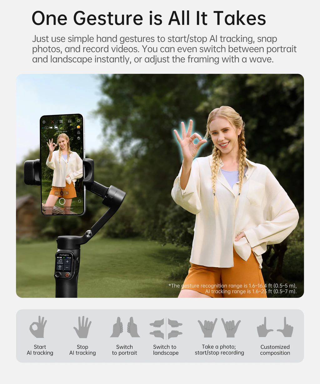 Hohem iSteady V3 Ultra Gimbal Stabilizer for iPhone with AI Auto Tracking Detachable Touchscreen Remote Phone Gimbal