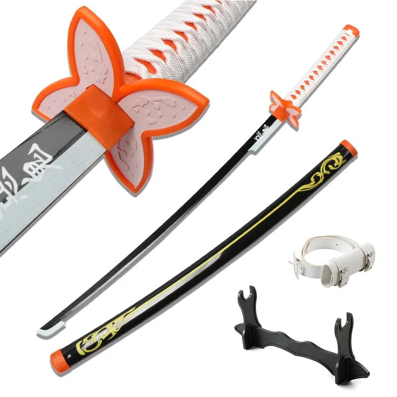 Demon Slayer Katana 104cm Giyuu Blue Role-playing Weapons Props with Sword Holder and Belt 1: 1 Replica  Japanese Samurai Sword