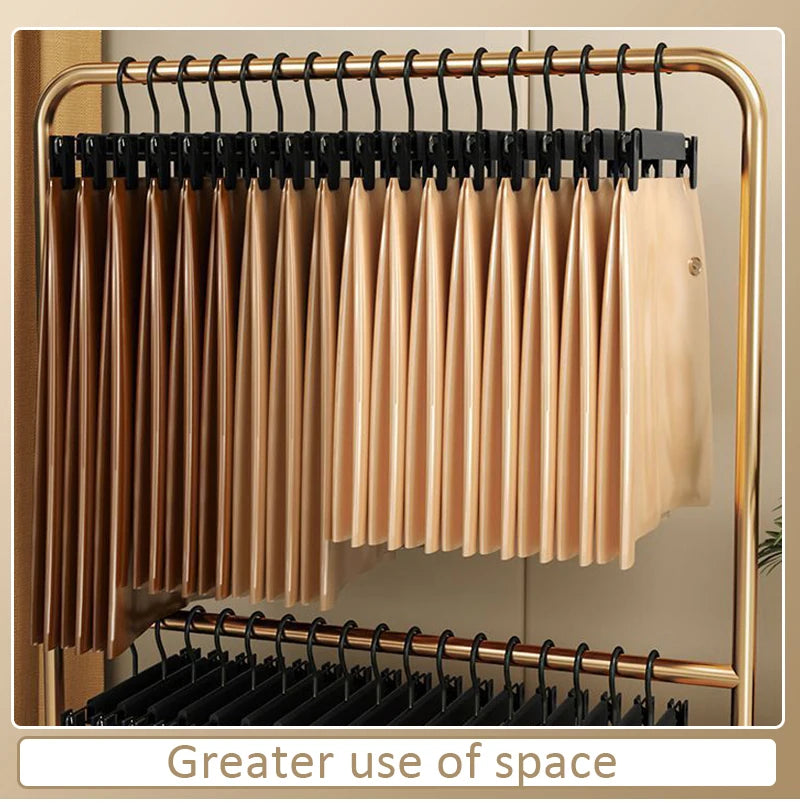 5/10PCS Pants Hanger Adjustable Clips Space Saving Anti-Slip Metal Rack Women's Skirt Clothes Organizer Socks Lingerie Racks