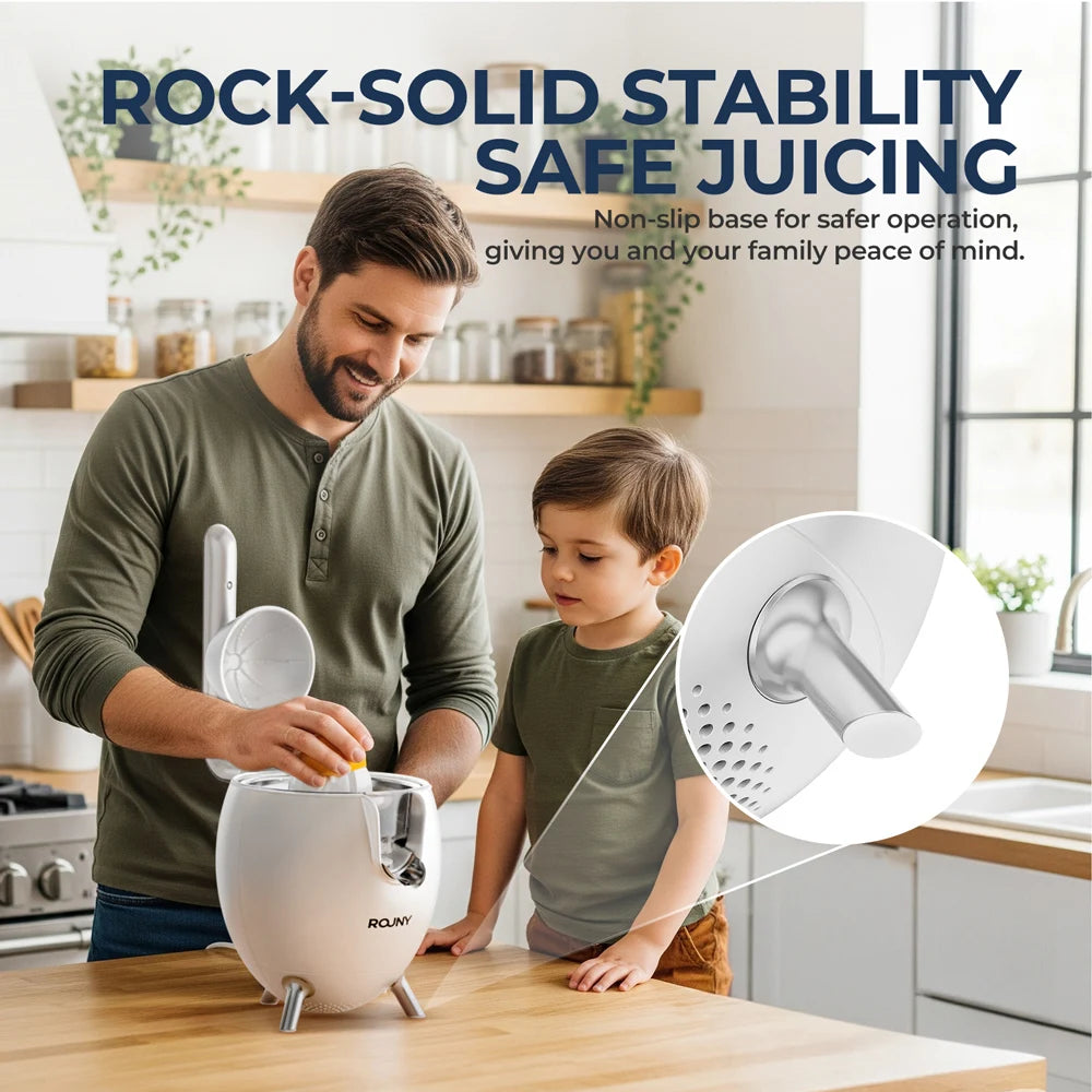 Electric Stainless Steel Citrus Juicer, Orange Lemon Set Juicer with 2 Cones, BPA-Free and Easy to Clean, Powerful 850W, White