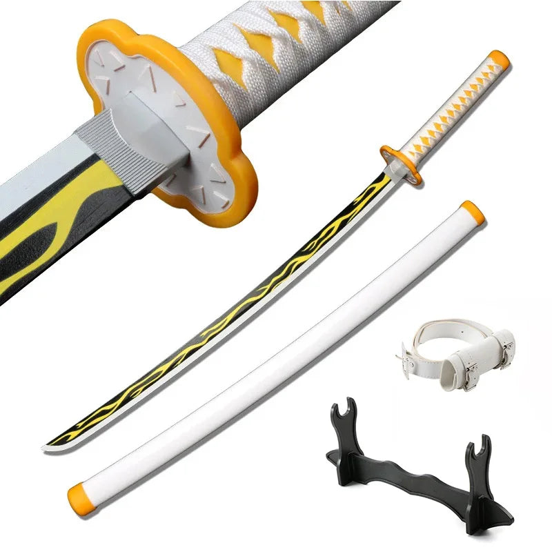 Demon Slayer Katana 104cm Giyuu Blue Role-playing Weapons Props with Sword Holder and Belt 1: 1 Replica  Japanese Samurai Sword