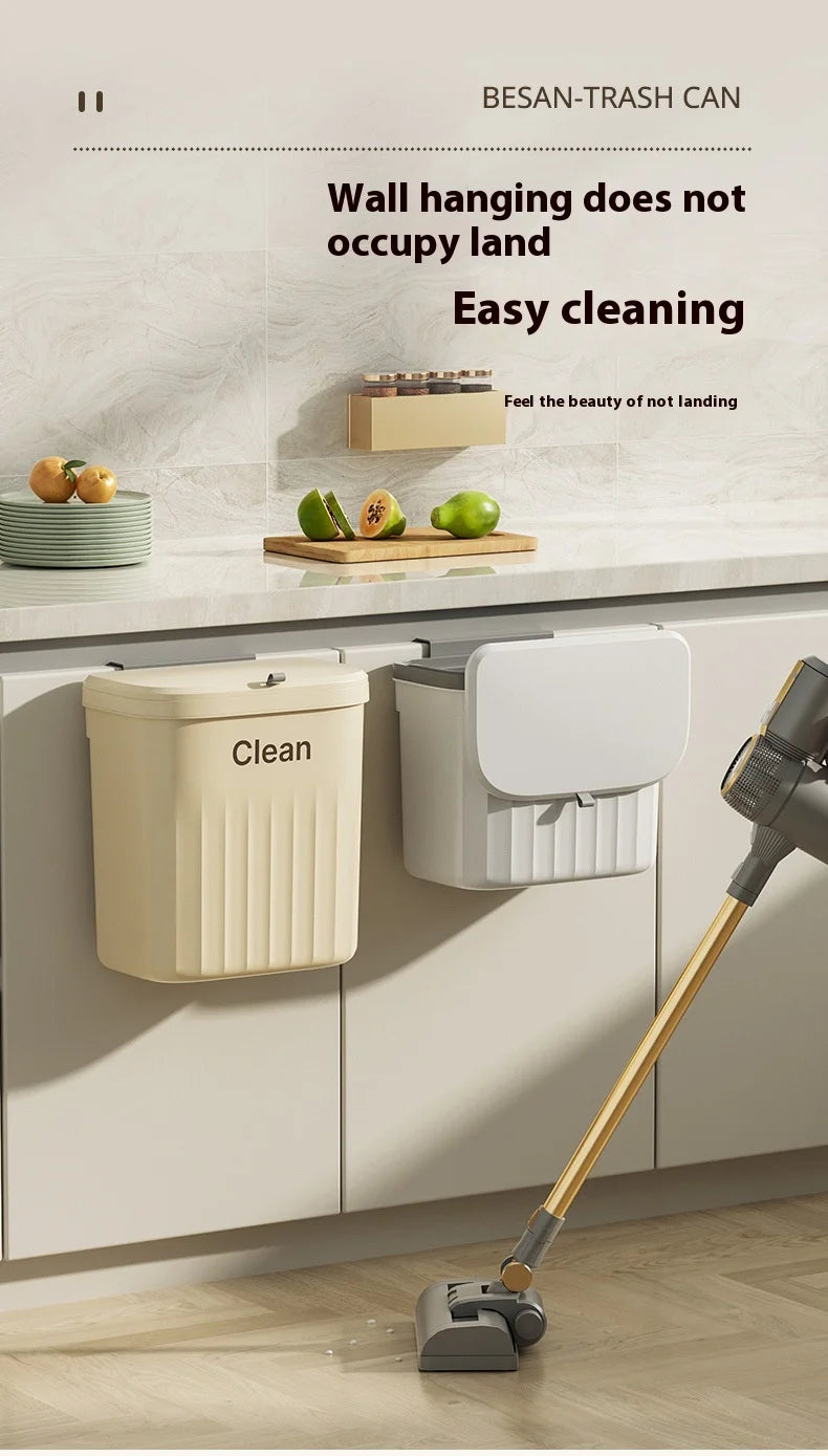 Kitchen Trash Can Wall Mounted Hanging Trash Bin With Lid Garbage Can for Cabinet Under Sink Waste Garbage Compost Bin 8.5/12L