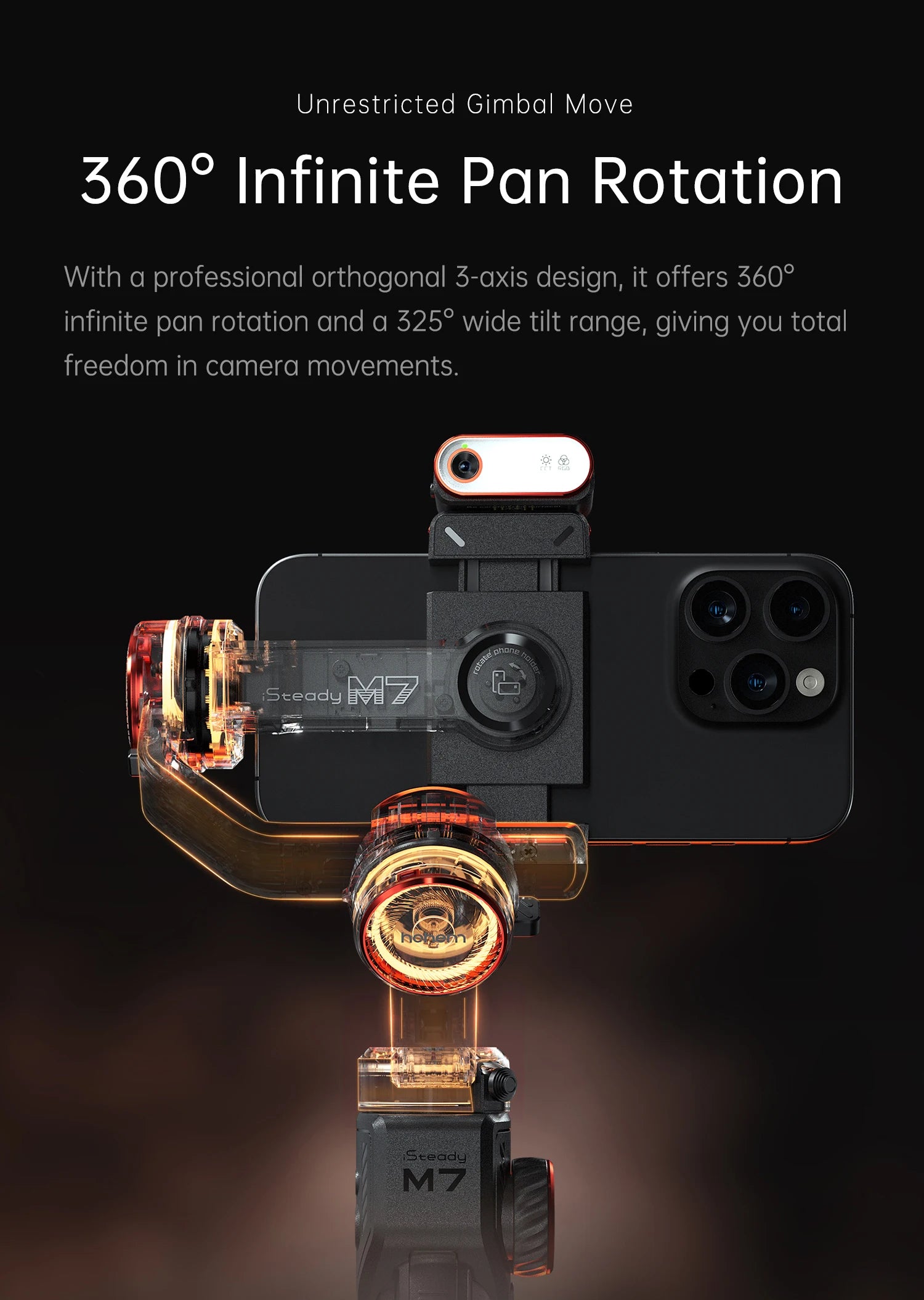 Hohem iSteady  M6 3-Axis Handheld Stabilizer hohem m7 Gimbal for Smartphone w Magnetic Fill Light Face Tracking pk weebill m7