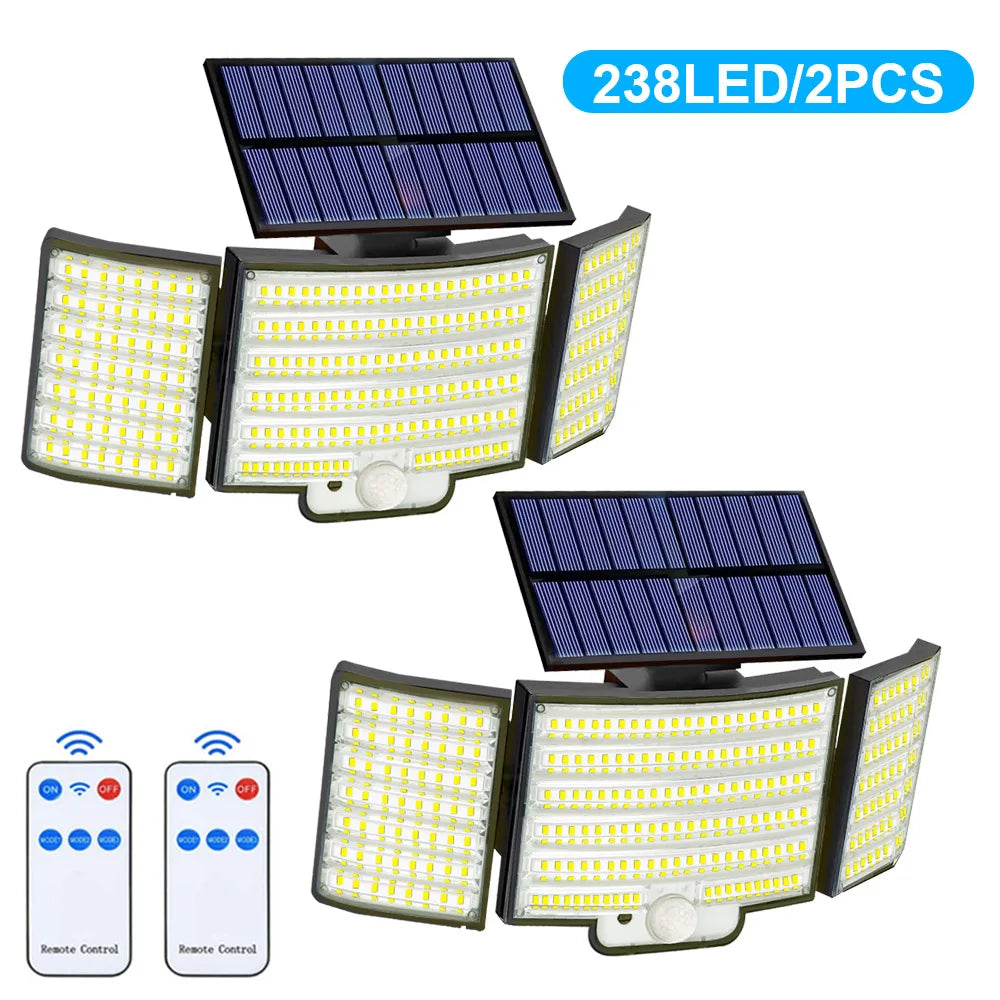 New 366LED Solar Outdoor Lights Solar Powered Security Light Motion Sensor 234LED Wall Light IP65 Waterproof Garden