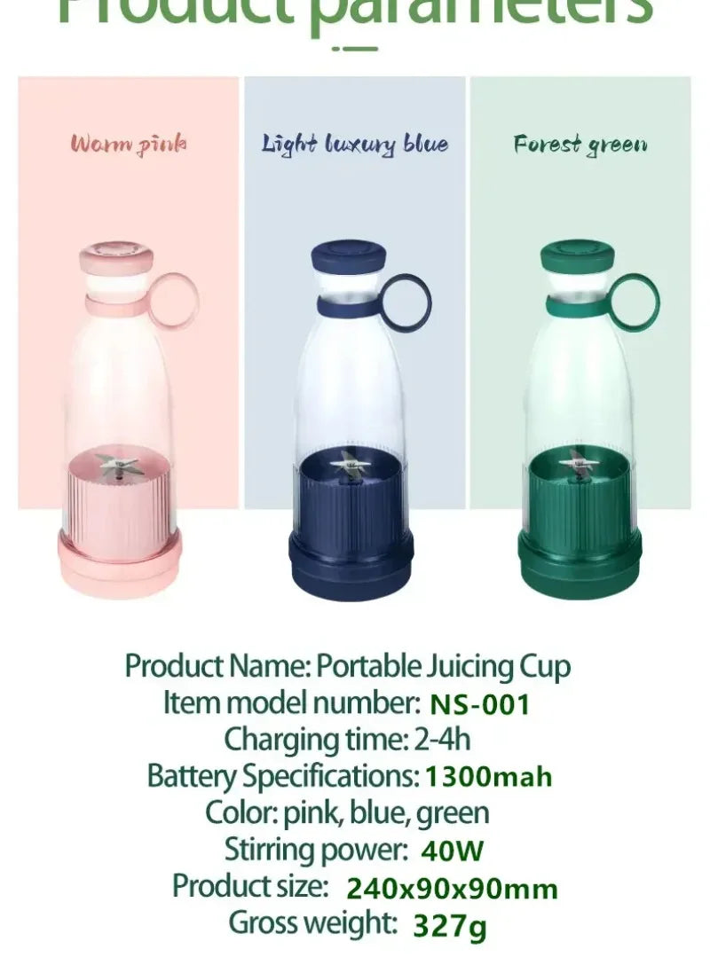 Mini Juice Blender Portable Electric Juicer Bottle 6 Blades Shake Orange Lemon USB Charging Fruit Mixer Fresh Squeezer Machine