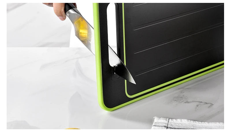 Double-side Cutting Board With Defrosting Function Chopping Board Kitchen Grinding Cutting Board With Knife Sharpener