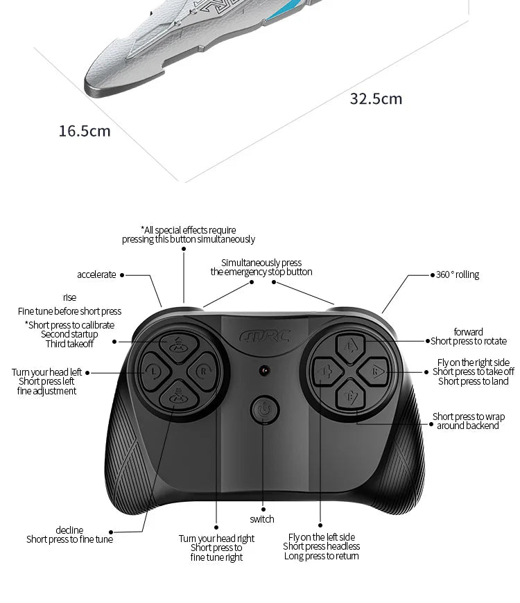 4DRC New V55 Remote Controlled Flying Sword Toy Drone Model 2.4G RC Quadcopter with Light Sword Stunt Glider Airplane Kids Toys