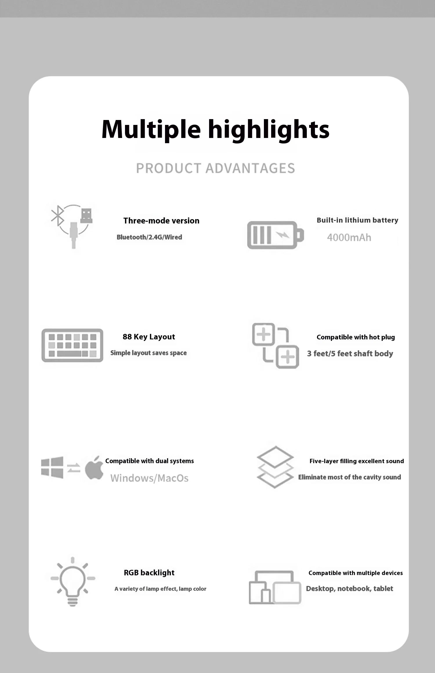 Zorher ZH870 Wireless Mechanical Keyboard Bluetooth Tri Mode RGB Hot Swap Gaming Keyboards Customized PBT Keycap PC Accessory