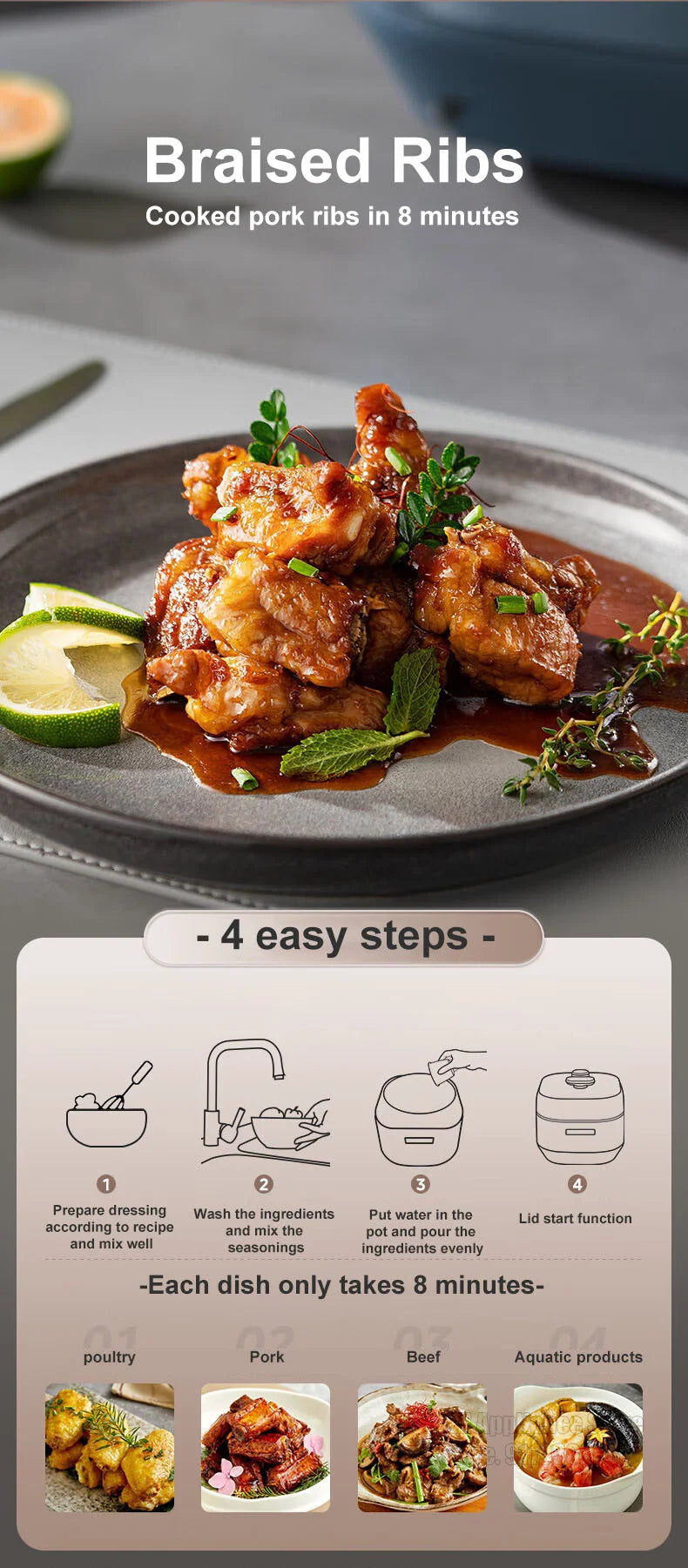 Midea Electric Pressure Cooker 5L Fast Cooking IH Rice Cooker Double Liner Multifunctional 220V Household Kitchen Appliances