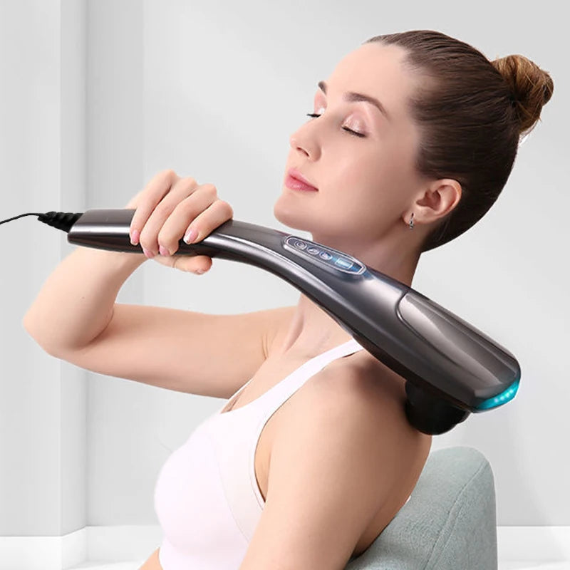 Handheld Back Massager Portable Electric Massage Stick Deep Tissue Massage for Back Neck Shoulders Full Body 12 Modes 6 heads