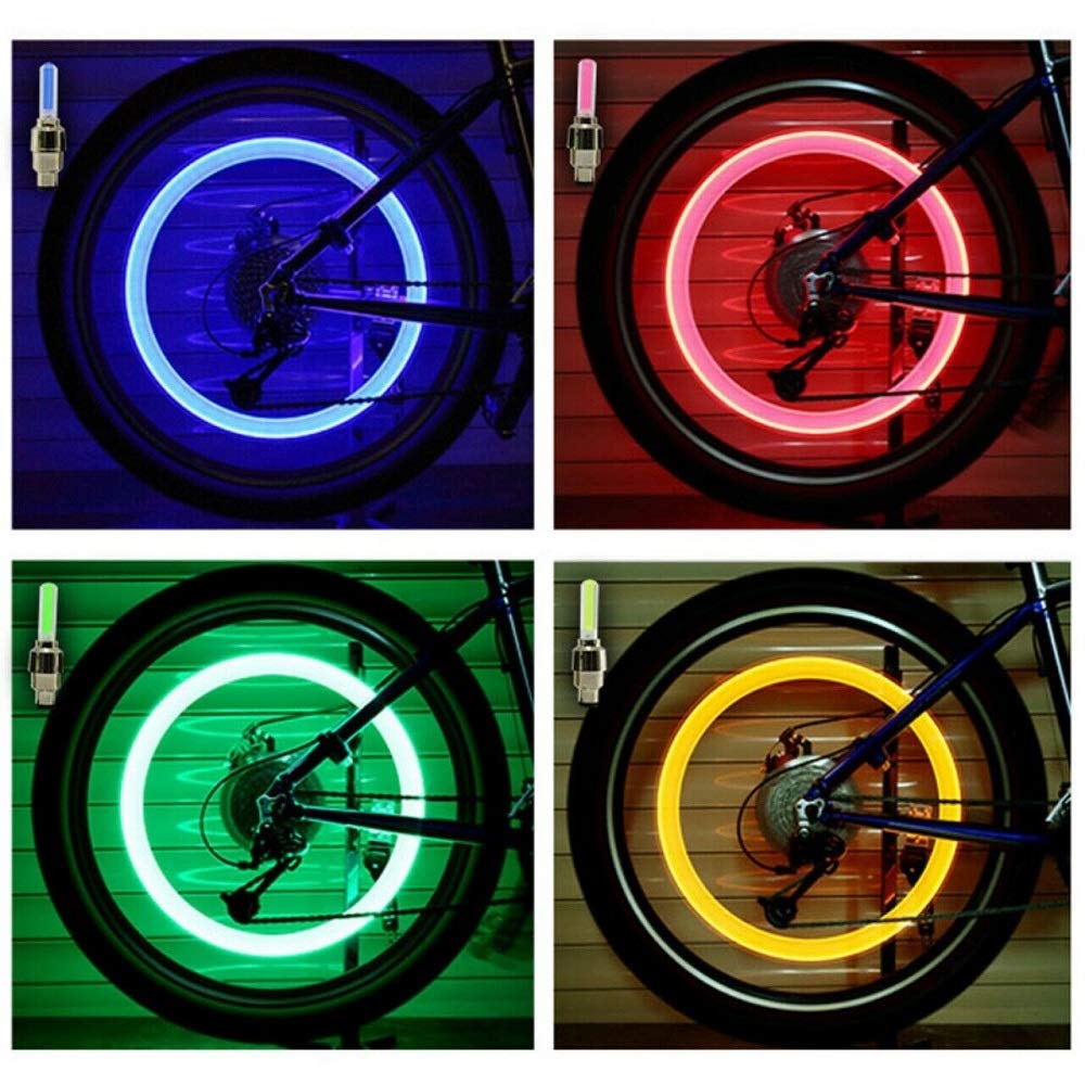 2/4Pcs Car Motorcycle Bicycle Tire Valve Caps Light LED Neon Flash Lamp Waterproof Tyre Universal Wheel Lights Car Accessories