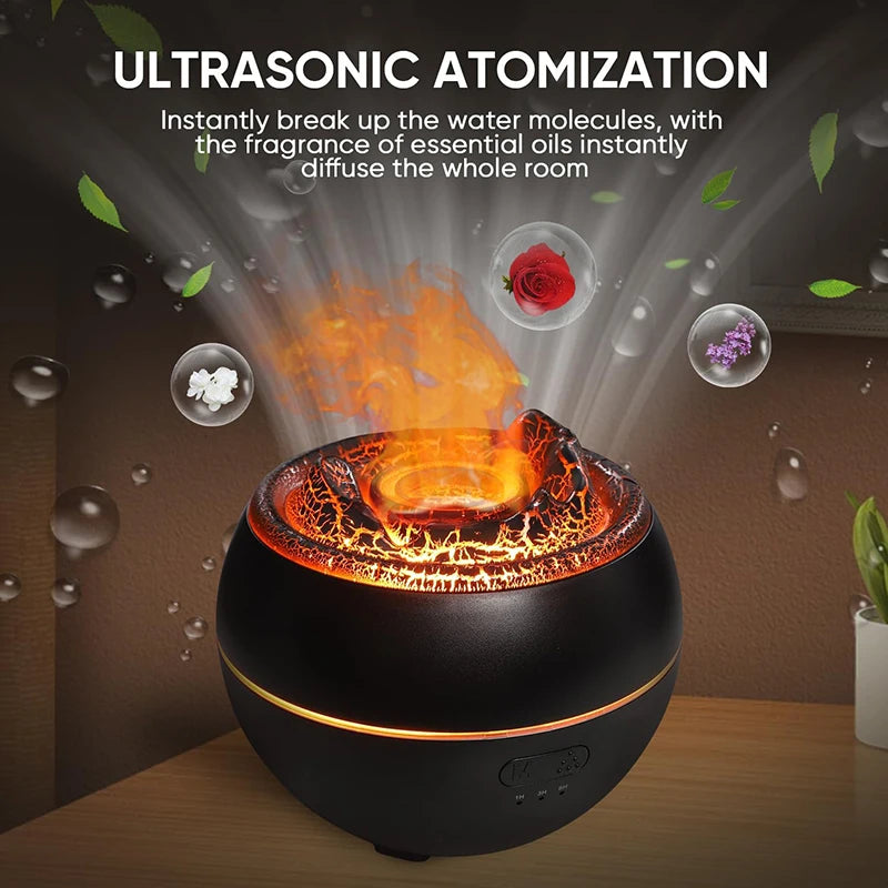 Essential Diffuser Volcano Fire Flame Aromatherapy Diffuser 360ml Ultrasonic Cool Mist Humidifier Aroma Diffuser For Home Room