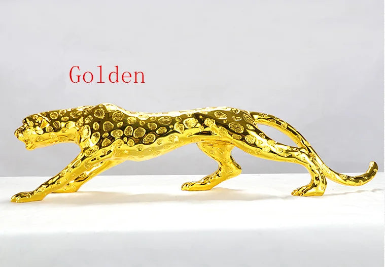 Fortune Leopard Statue Large Animal Sculpture Resin Craft Home Office Decor Living Room TV Cabinet Wealth Symbol Gift
