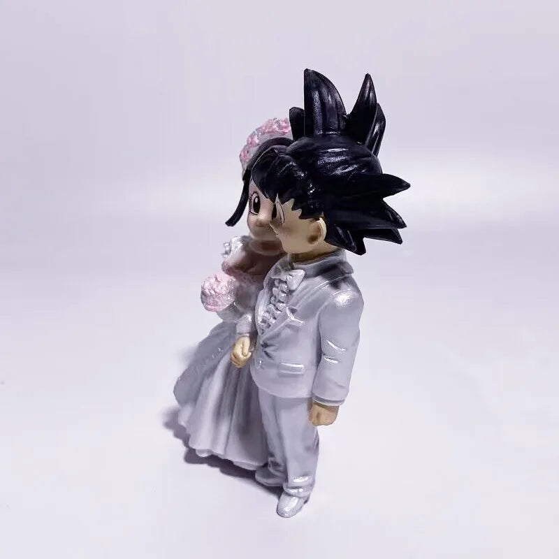 9cm Dragon Ball Anime Figure Son Goku Figures Wedding Goku Chichi Mariage Figurine Scene Statue Q Version Pvc Model Doll Toys