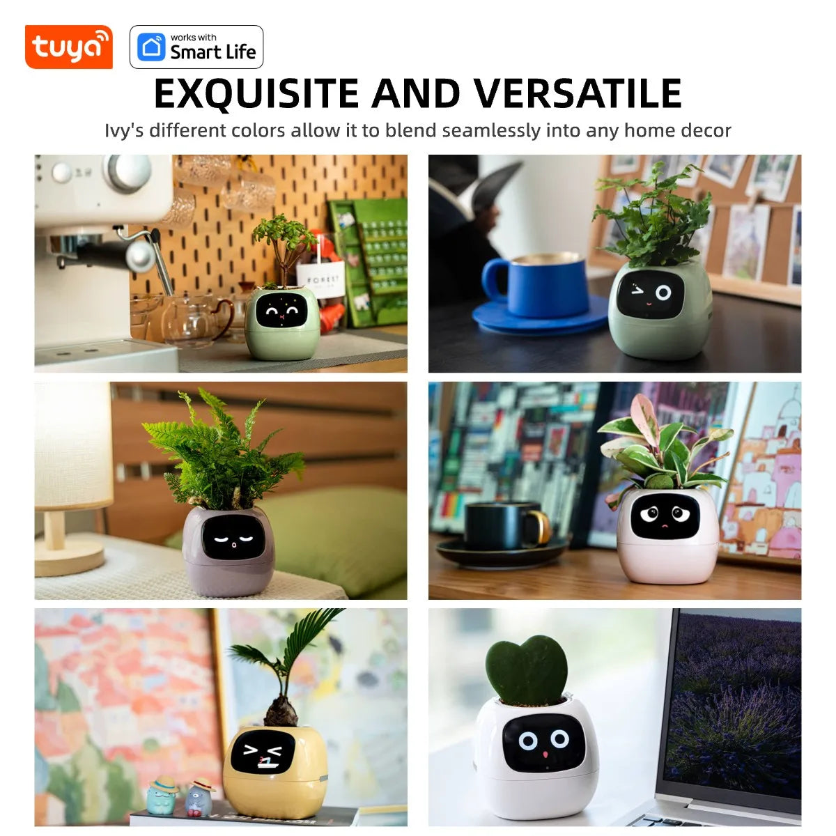 Ivy Tuya Smart Planter,Endless Fun Over 49 Rich Expressions,7 smart sensors,AI Chips Make Raising Plants Easy and Fun