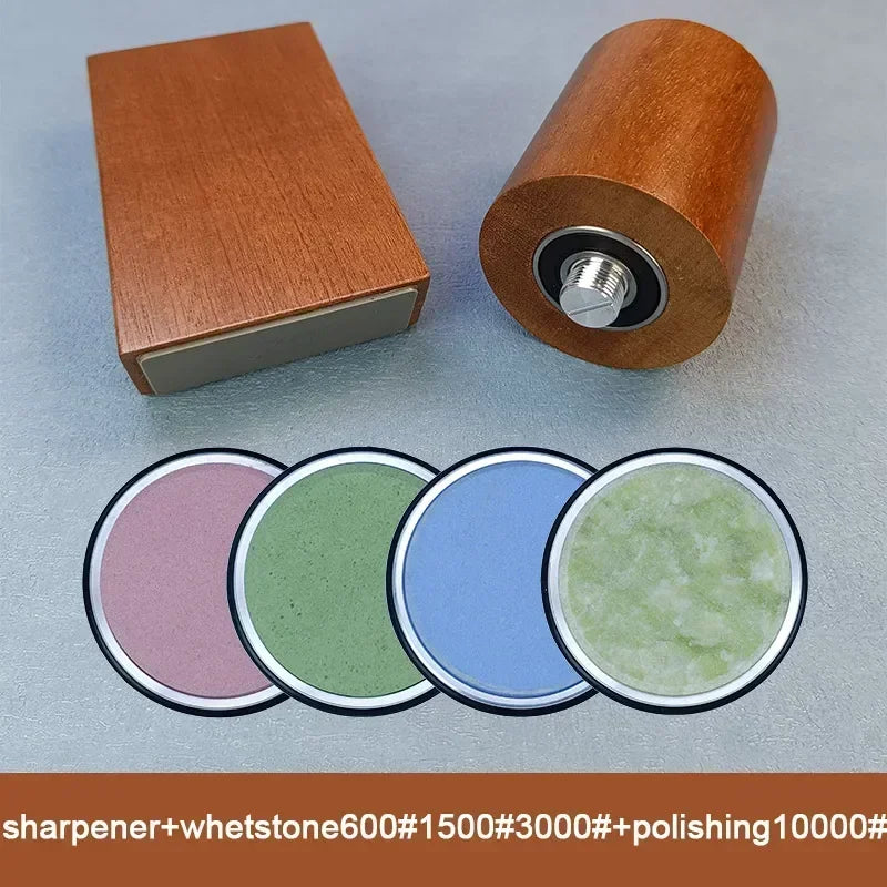 Diamond Sharpening StoneMagnetic Rolling Knife Sharpener  Wood Kitchen Grinding System 15 20 Degrees Angle Roller Accessory