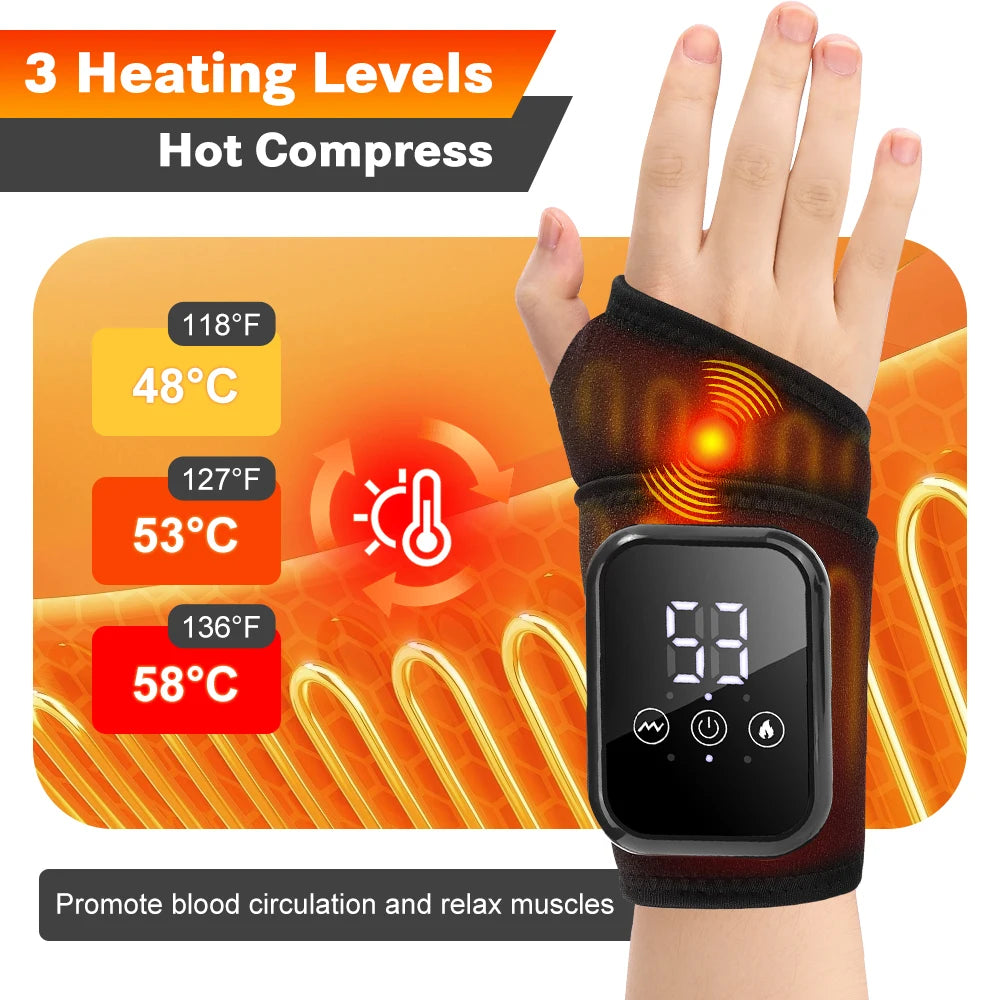 Electric Heating Hand Wrist Massager Wireless Thermal Wrist Brace Wrist Protector 5 Infrared Hot Compress 3 Vibration Wristband