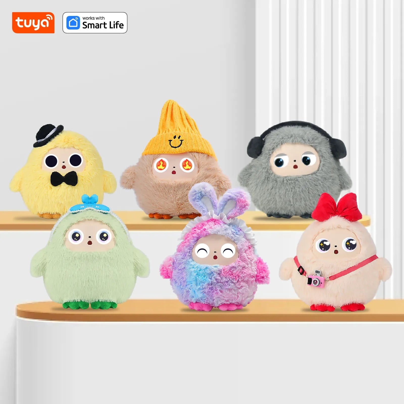 Cute Yoyo: AI Plush Robot Smart Interactive Toy w/LED Eyes&Voice Control, USB Rechargeable Companion for Kids Gifts/Smart Home